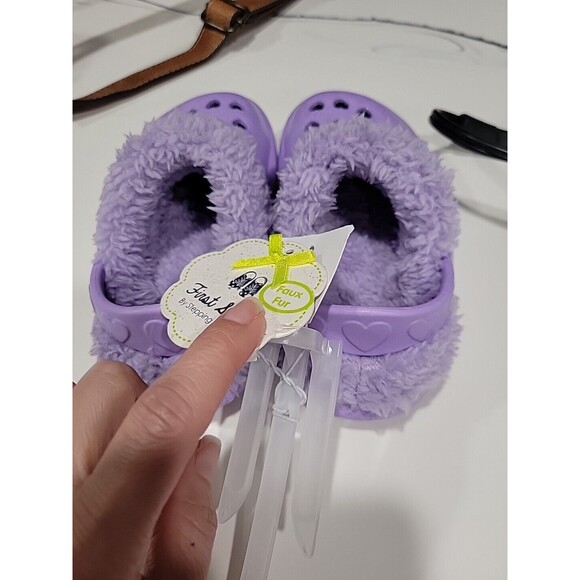 First Steps By Stepping Stones Purple Fur Lined Slip On Clogs ~ Size 6~ NWT - Picture 5 of 8